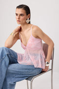 Light Pink Tulle Knit Party Blouse
