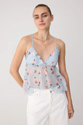 Sleeveless Strappy Tulle Knit Top