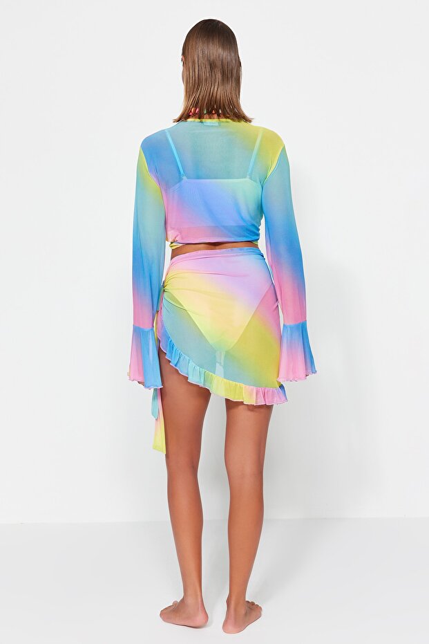 Multicolor Batik Beach Blouse & Mini Skirt Set