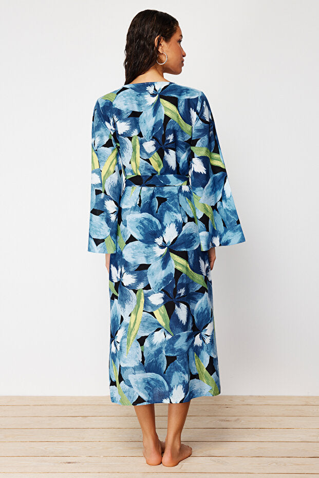 Floral Cotton Maxi Beach Kimono Kaftan