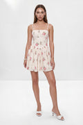 Multicolor Floral Mini Dress, Square Neck Short Summer