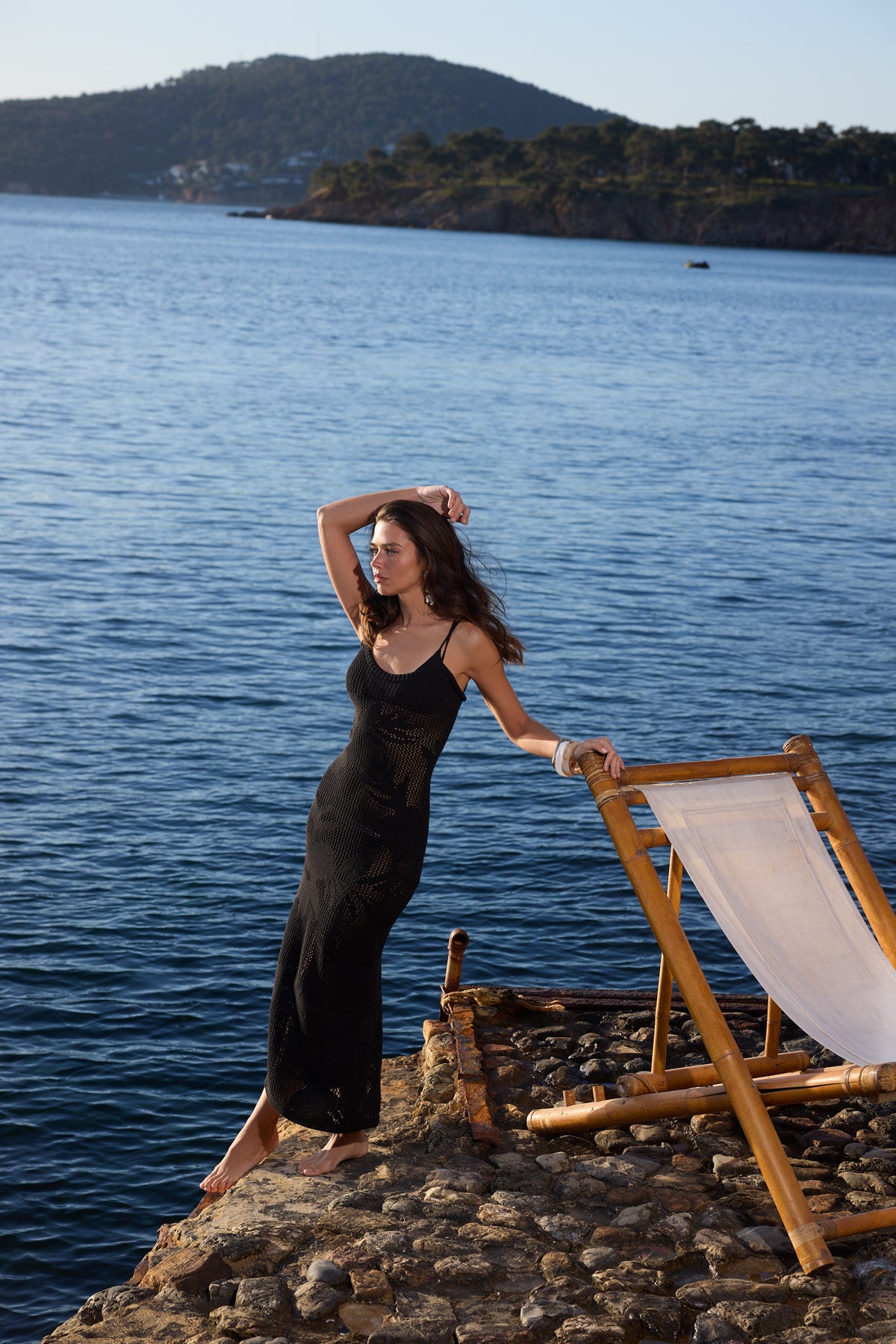 Black Knit Maxi Backless Sheer Beach Dress