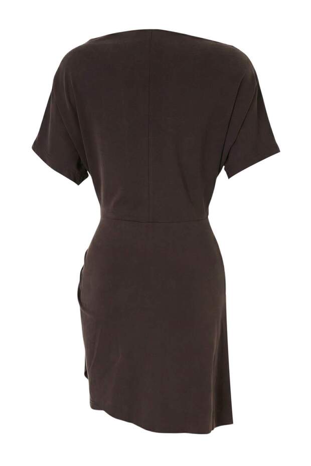 Dark Brown Mini Dress, Lyocell Blend A Line Dress Soft Stretch Knit Dress, Feminine Summer Dress