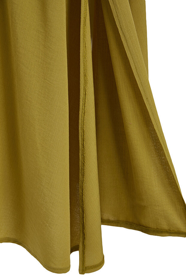 Khaki Ruched Maxi Beach Dress