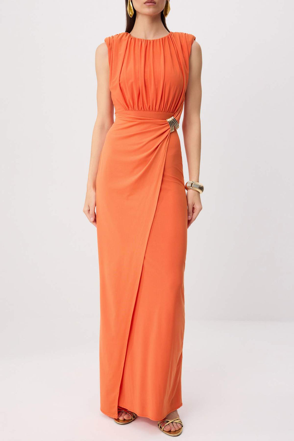 Orange Shift Maxi Graduation Dress