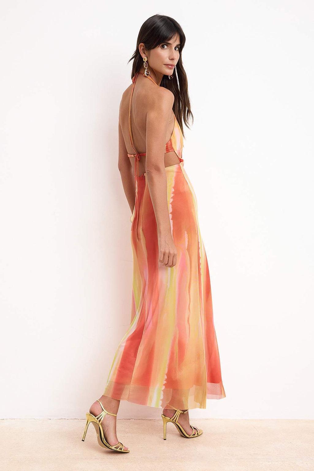 Pink Multicolor Floral Maxi Dress, A Line Tulle Dress