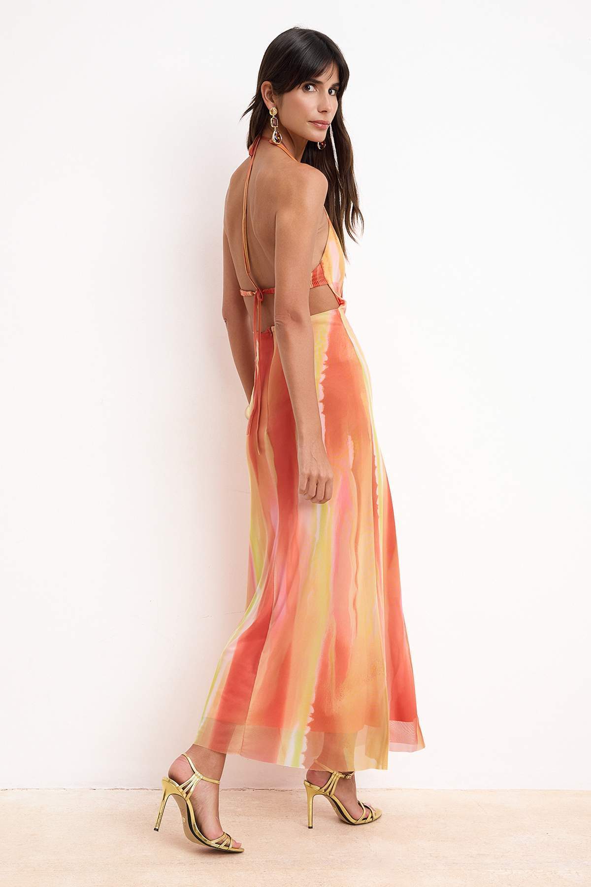 Pink Multicolor Floral Maxi Dress, A Line Tulle Dress