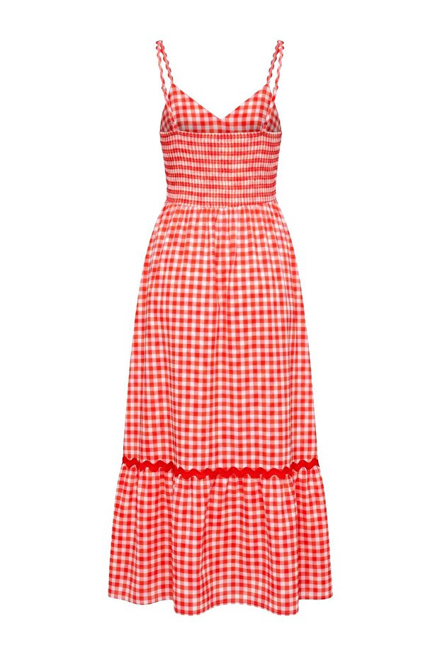 Red Maxi Beach Dress, V Neck Ruffle Dress, A Line Summer Dress