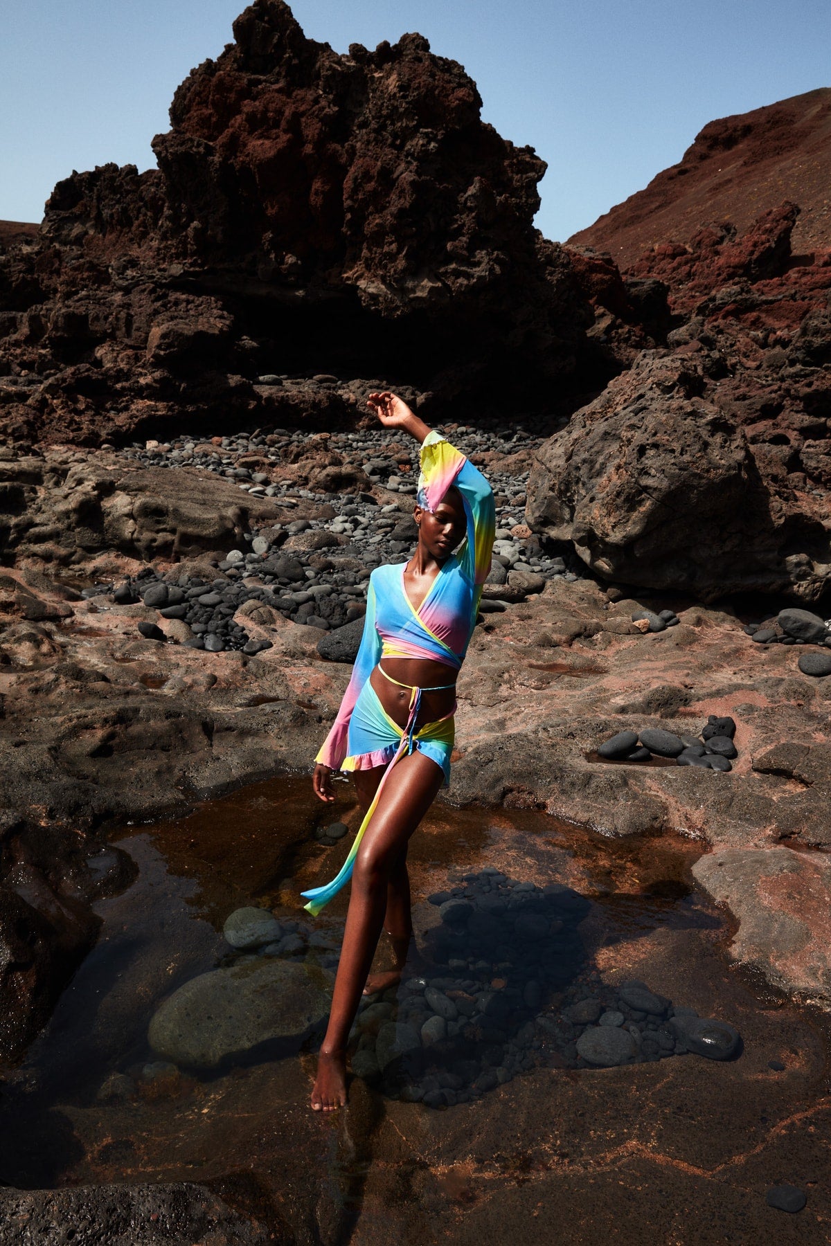 Multicolor Batik Beach Blouse & Mini Skirt Set