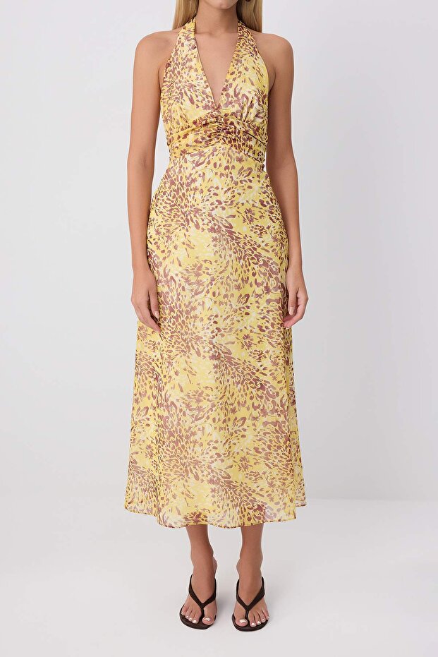 Multicolor Ethnic Maxi Dress, Floral A Line Dress, V Neck Sleeveless Maxi Dress
