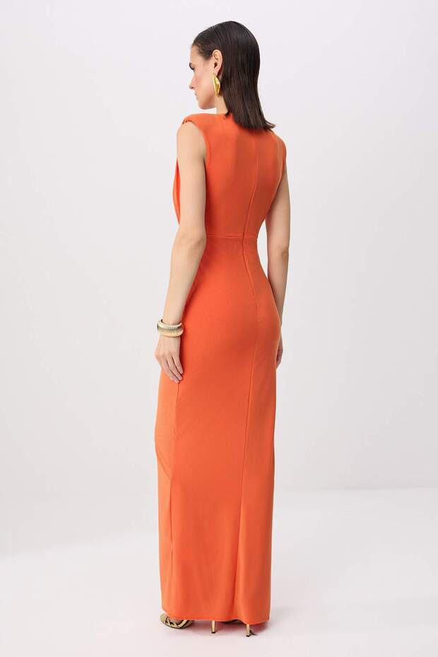 Orange Shift Maxi Graduation Dress