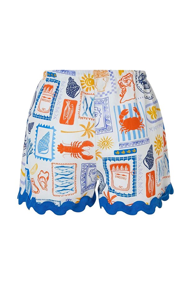 Blue Underwater Print Beach Shirt & Shorts Set
