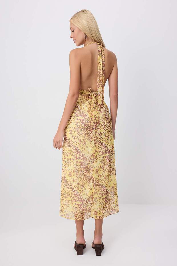 Multicolor Ethnic Maxi Dress, Floral A Line Dress, V Neck Sleeveless Maxi Dress