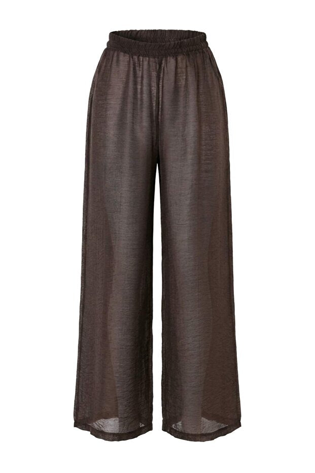 Brown Halter Beach Blouse & Pants Set