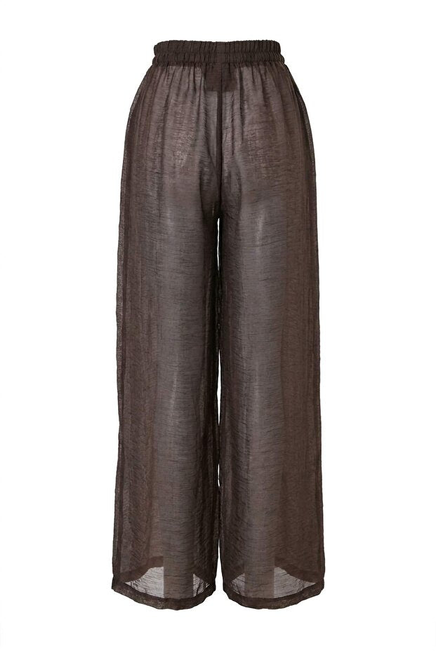 Brown Halter Beach Blouse & Pants Set